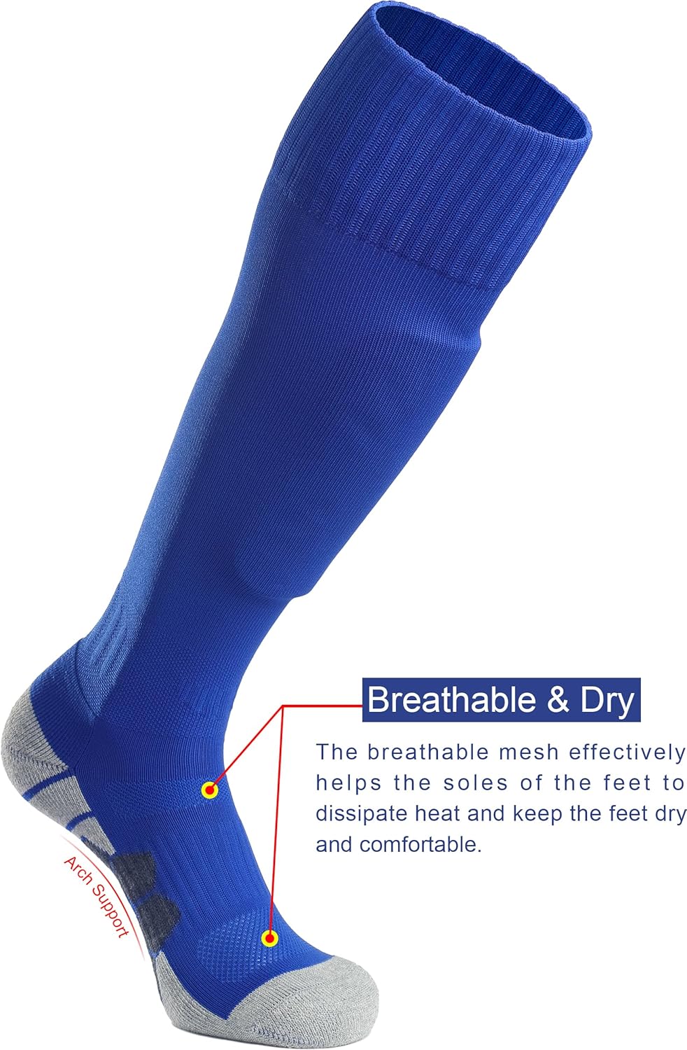 APTESOL Knee High Soccer Socks (1/3/5 Pair) Team Sport Cushion Athletic Socks for Kids Youth Adult - Image 6