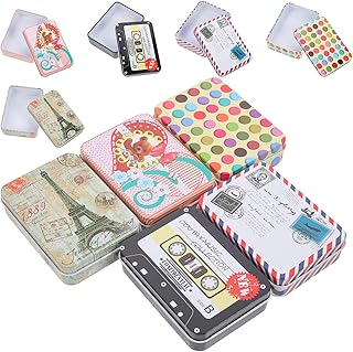 HOODANCOS 装飾缶 10個セット ブリキ製蓋付き収納ボックス ジュエリー コイン用 小型レトロ柄ケース ボックス 文房具整理 卓上収納向け