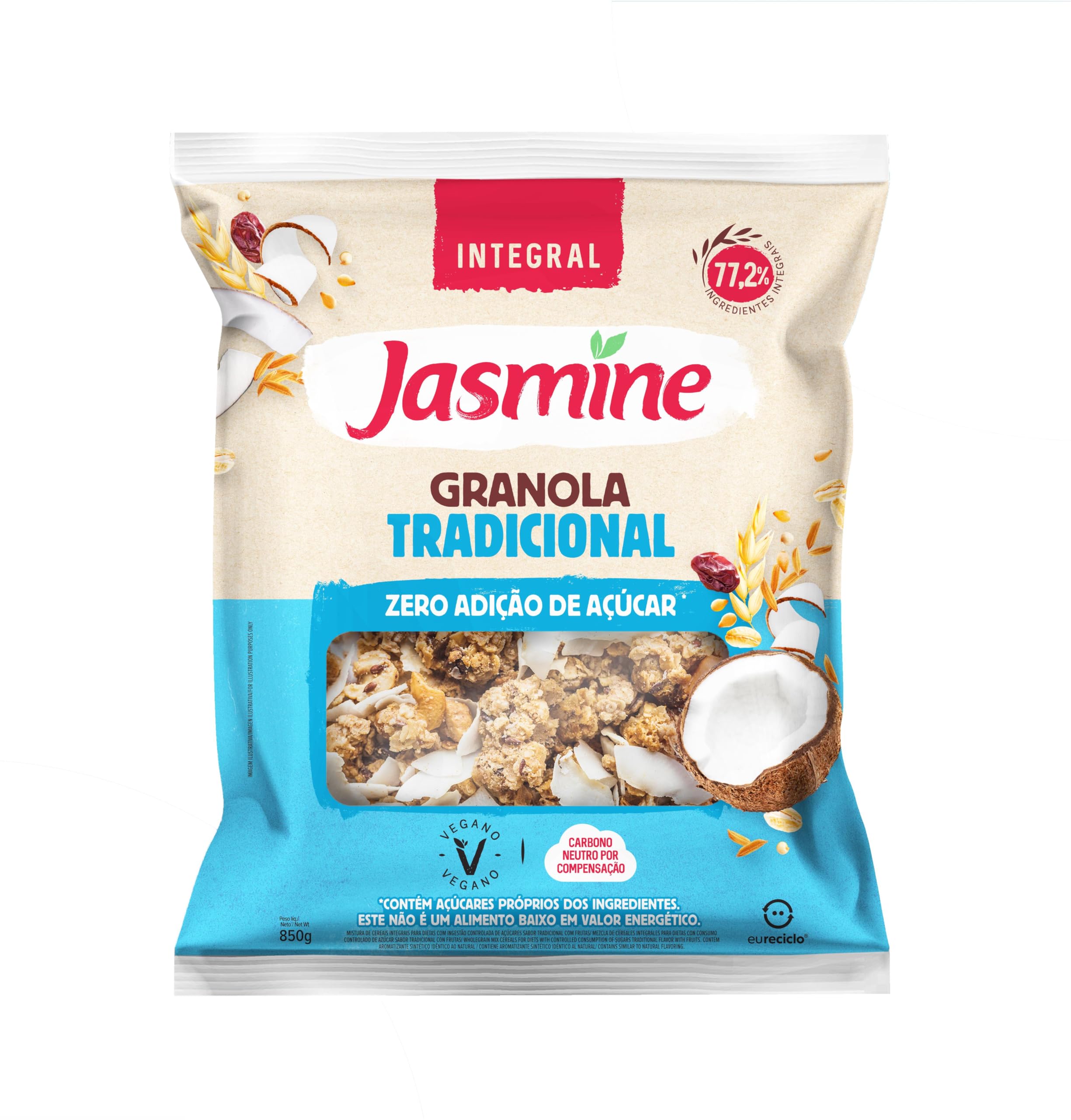 Jasmine Granola Tracional Integral Zero Açúcar 850g | Amazon.com.br