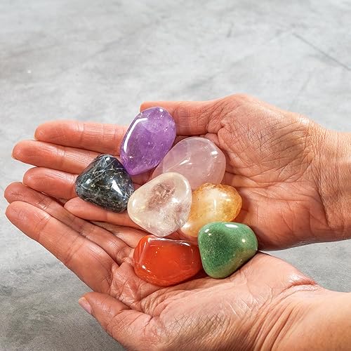 Miniatura 4 de Luma Gems Juego de cristal de chakra grande de alta calidad 7 piedras de chakra de cristales curativos naturales péndulo de amatista real con cadena