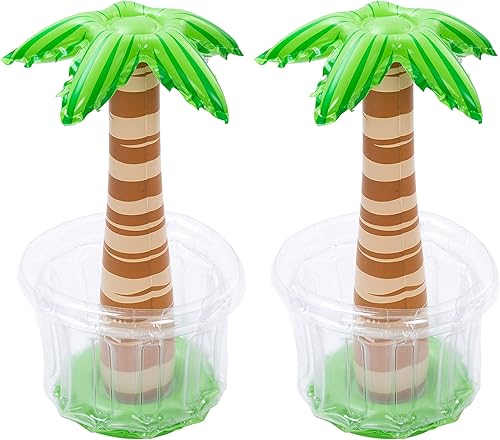 Miniatura 1 de JOYIN Paquete de 2 enfriadores inflables de palmeras, 31.5 pulgadas, decoración de palmera inflable hawaiana, decoración de fiesta, suministros de