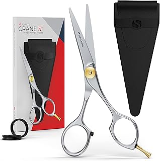 Suvorna 5" Mustache And Beard Scissors for Men, Salons, Barber, Hairdresser & Professional. Hair Cutting Scissors made with Stainless steel for Trimming & Grooming Scissors for Facial, Nose, Ear Hair.