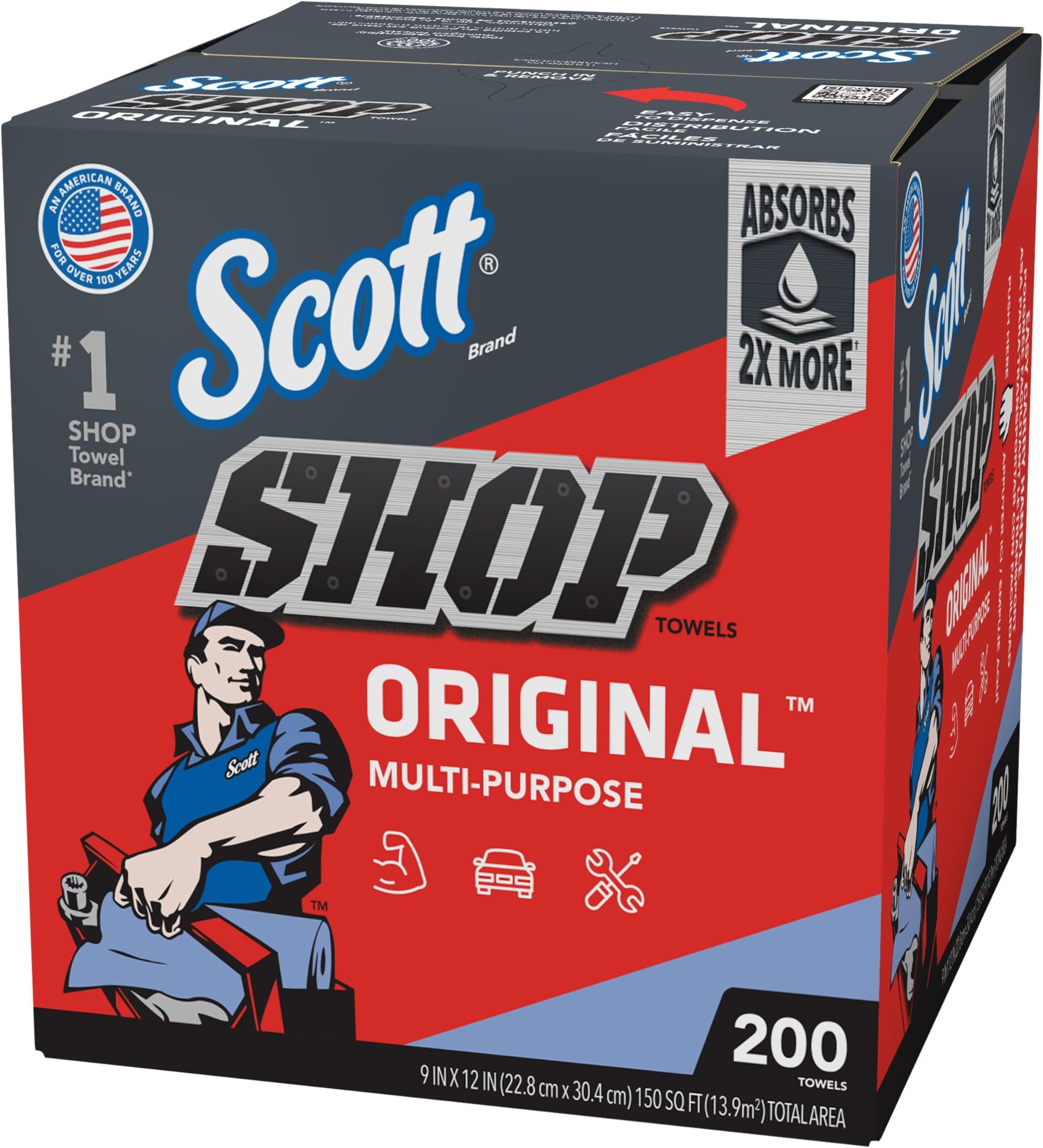 Scott Blue Shop Towels in a Box - 200 Sheets