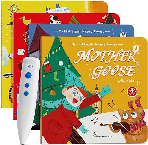 Miniatura 9 de TEKFUN Libros de Pluma Parlante Set, Juguetes de Rimas Infantiles para Niños Pequeños, Juguetes Interactivos de Aprendizaje, Libros de Sonido