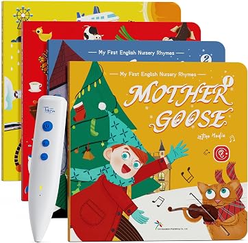 TEKFUN Musical Word Talking Pen Book Set, Interactive Audio Sound Books, Learning Education Toys, Early Educational Autism Therapy Birthdays for Toddlers Kids 1 2 3 4 5
