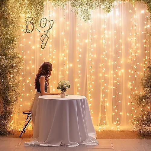 Miniatura 8 de Little Funny Cortinas de fondo blancas con paneles de fondo de arco transparente claro para bodas, elegantes cortinas de telón de fondo, cortinas de