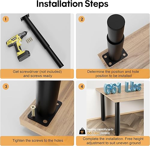 Miniatura 5 de Patas ajustables de metal para muebles de 10 a 17 pulgadas, patas de gabinete de sofá Wlrrcwdttc de altura ajustable, patas de soporte de repuesto