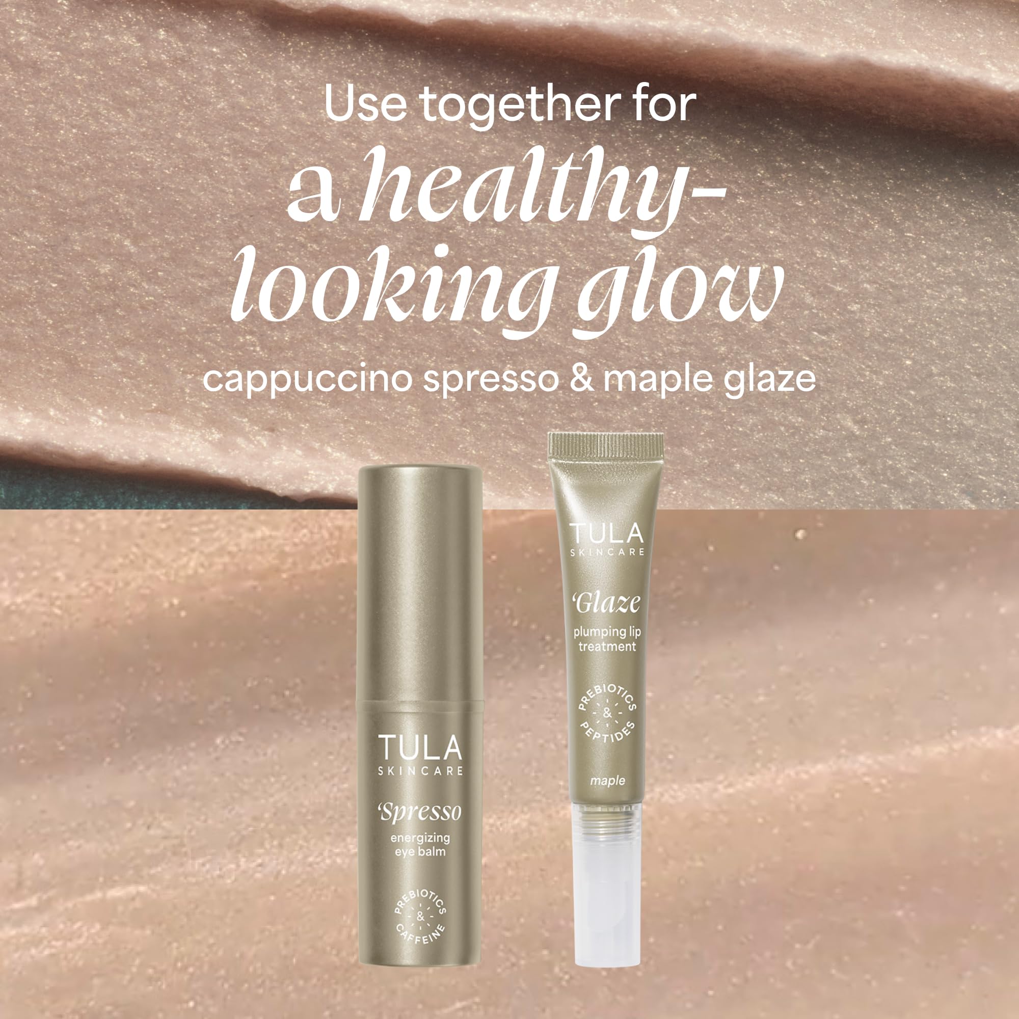 TULA Skin Care Eye Balm Gold Glow - Tratamiento de círculos oscuros, hidrata e ilumina al instante la zona debajo de los ojos, portátil y perfecto para usar sobre la marcha, 0.35 onzas.