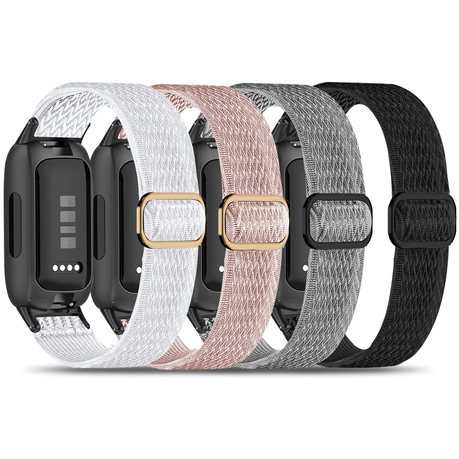 Oanux 4 Pack Elastic Nylon Compatible with Fitbit Inspire 3 Band/Fitbit Inspire 2 Band, Adjustable Soft Stretchy Sport Strap Replacement Wristband for