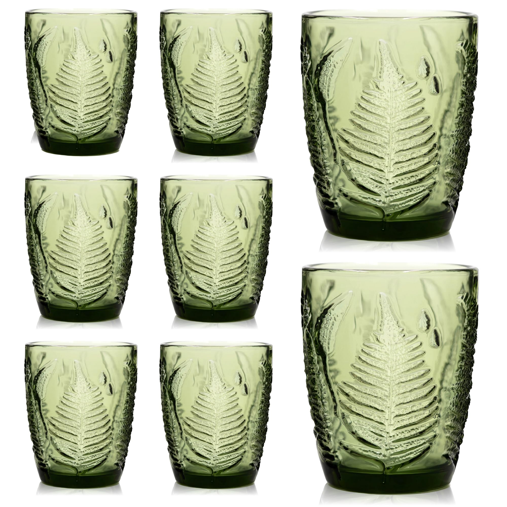 QELVIO Vintage Green Drinking Glasses