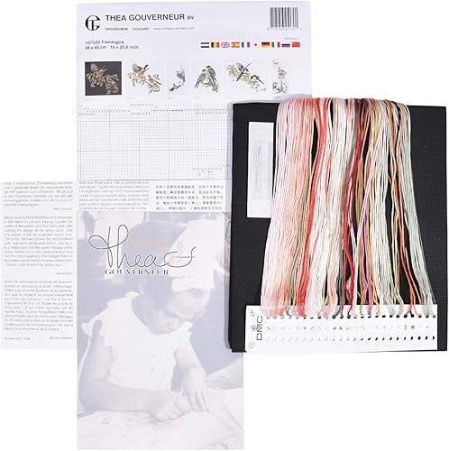 Miniatura 3 de Thea Gouverneur - Kit de punto de cruz, flamenco, color negro Aida, 18 unidades, para adultos, 1070.05