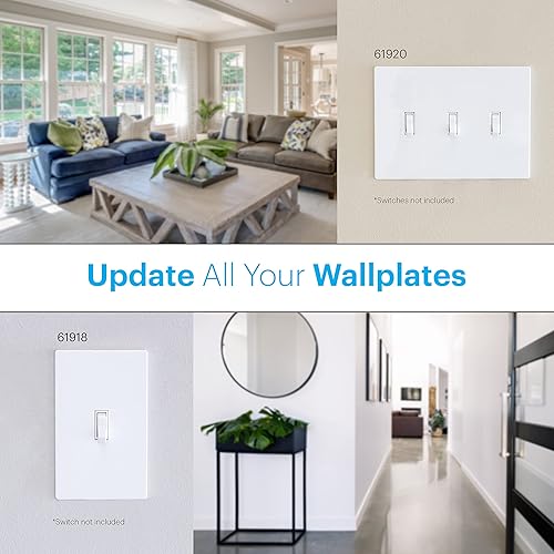 Miniatura 6 de Power Gear Cubierta para placa de pared sin tornillos de doble palanca, 4.7 x 0.2 pulgadas, cubierta para interruptor de luz, placas de pared para