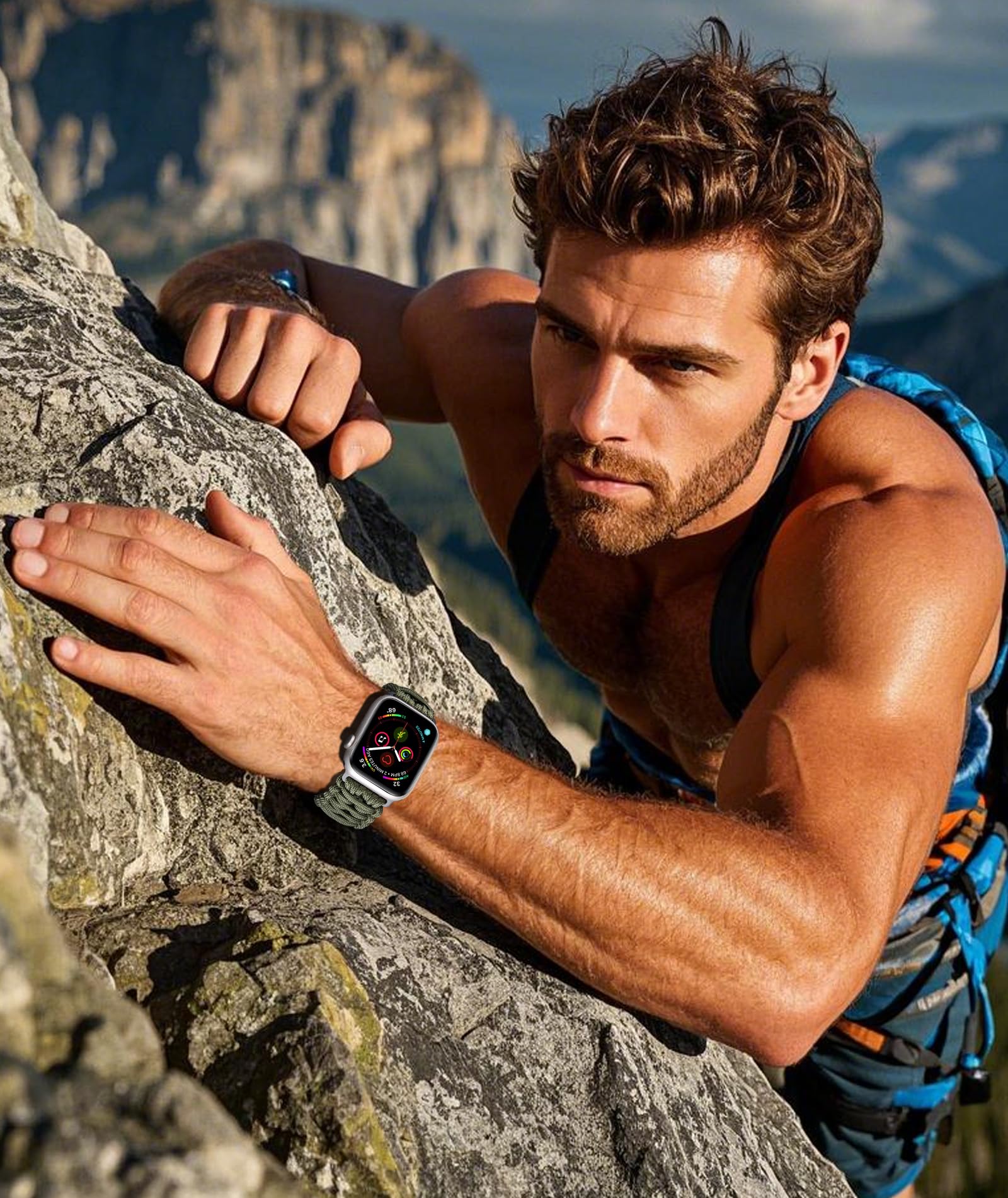 BINLUN Kompatybilny z Apple Watch ręcznie pleciony pasek Paracord 550, 42 mm, 44 mm, 45 mm, 46 mm, 49 mm, sportowy, nylonowy zamiennik paska do iWatch Ultra 10, 9, 8, 7, 6, 5, 4, 3, 2, 1, SE, dla