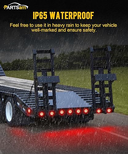 Miniatura 5 de Partsam 10 luces traseras LED redondas para remolque, 24 LED, montaje en brida, selladas, cromadas, luces traseras, marcadoras, freno,