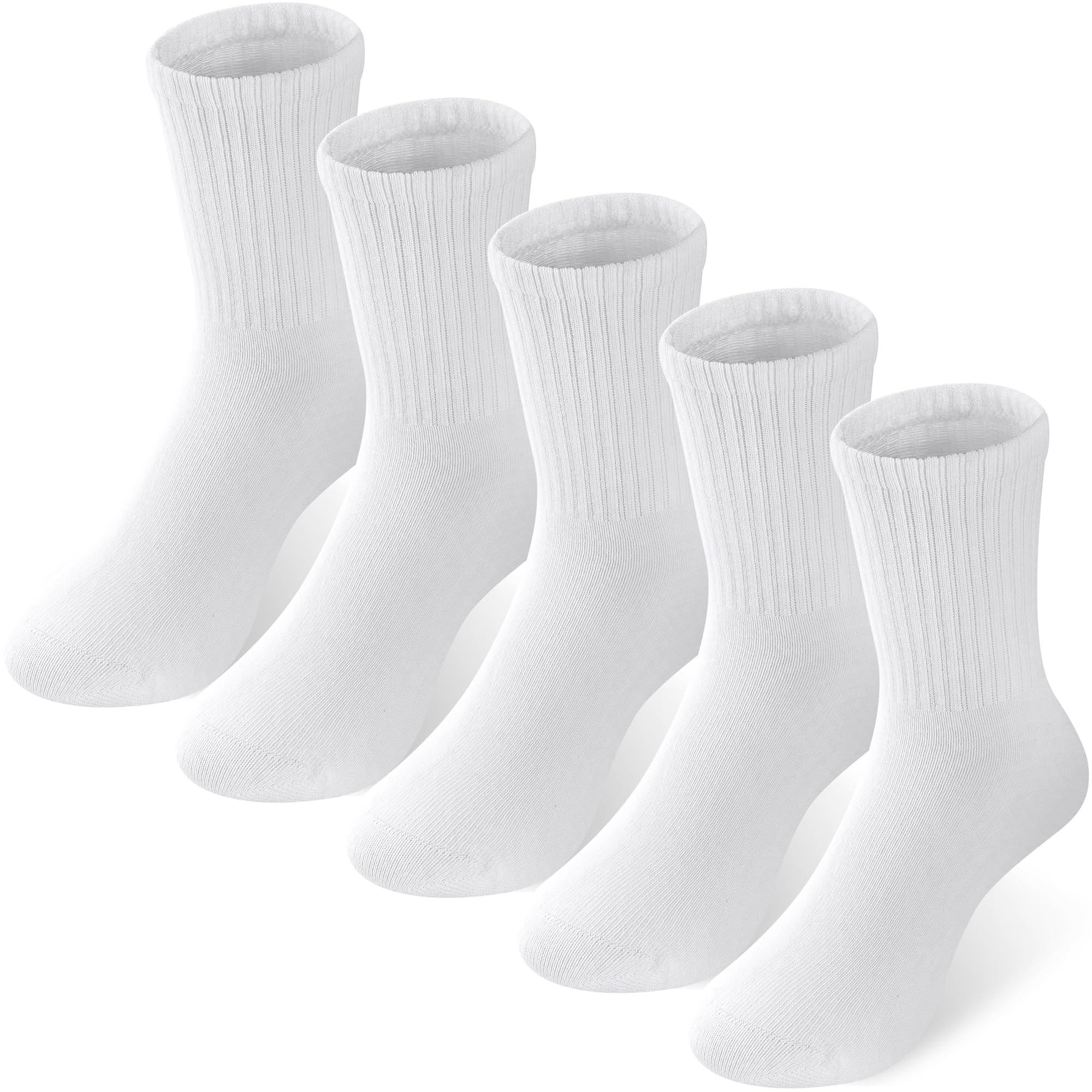 Kids Socks, 5 Pairs Unisex Kids Youth Boys Girls Crew Combed Cotton Breathable Athletic Socks for Running Sport