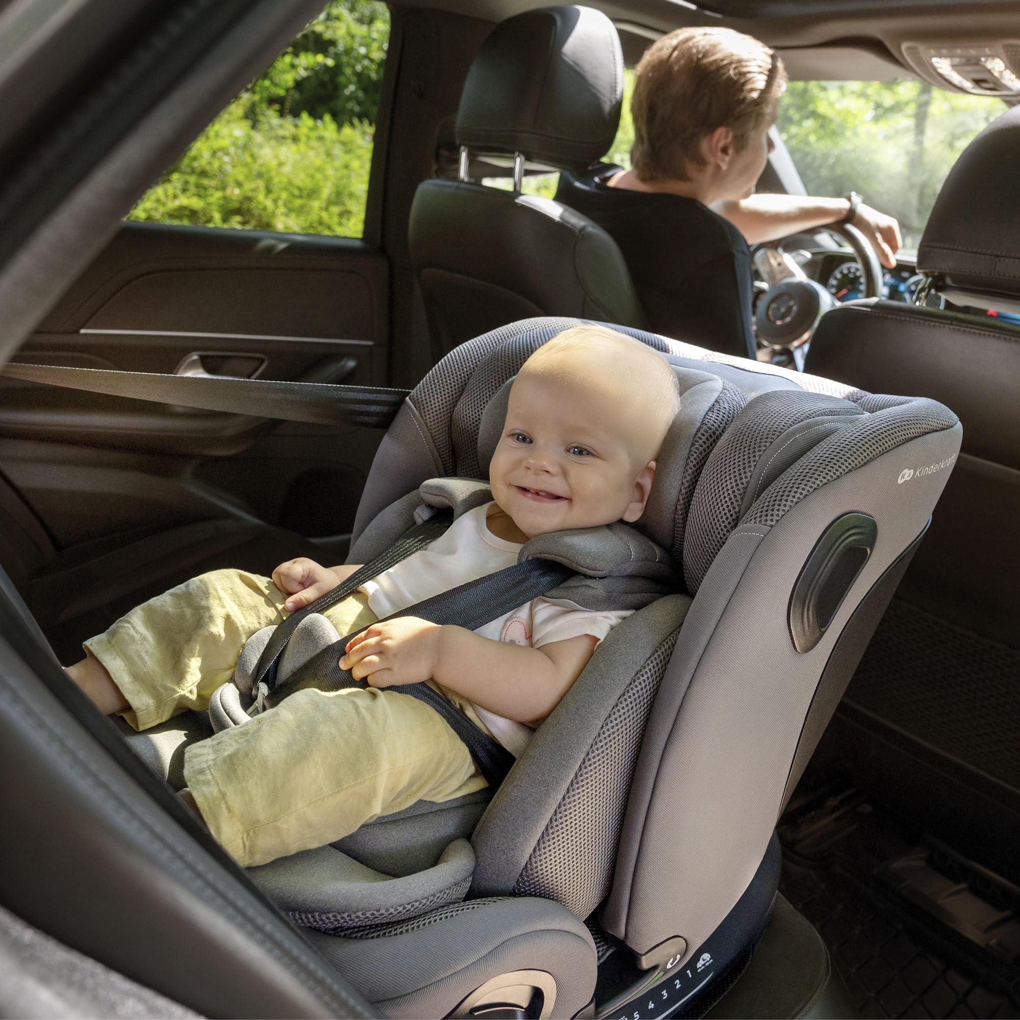 Kinderkraft I-GROW 2 PRO Seggiolino auto 0-36 kg, I-SIZE 40-150 cm, Seggiolino 360 girevole, con Isofix Base, Reclinabile Posizione sdraiata, Poggiatesta regolabile, Gruppo 0 1 2 3, Nero