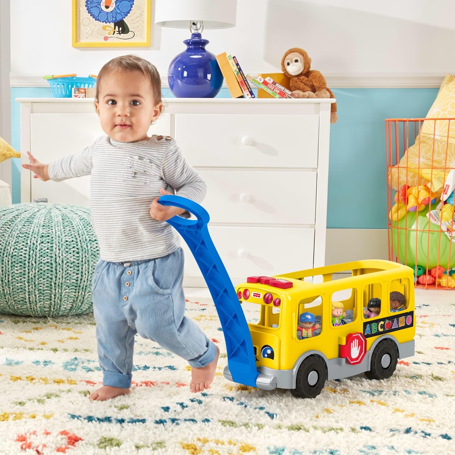 Fisher-Price Little People Toddler Learning Toy, Big Yellow School Bus Pull-Along Vehicle & 4 Figures for Kids Ages 1+ Years, Multilanguage Version