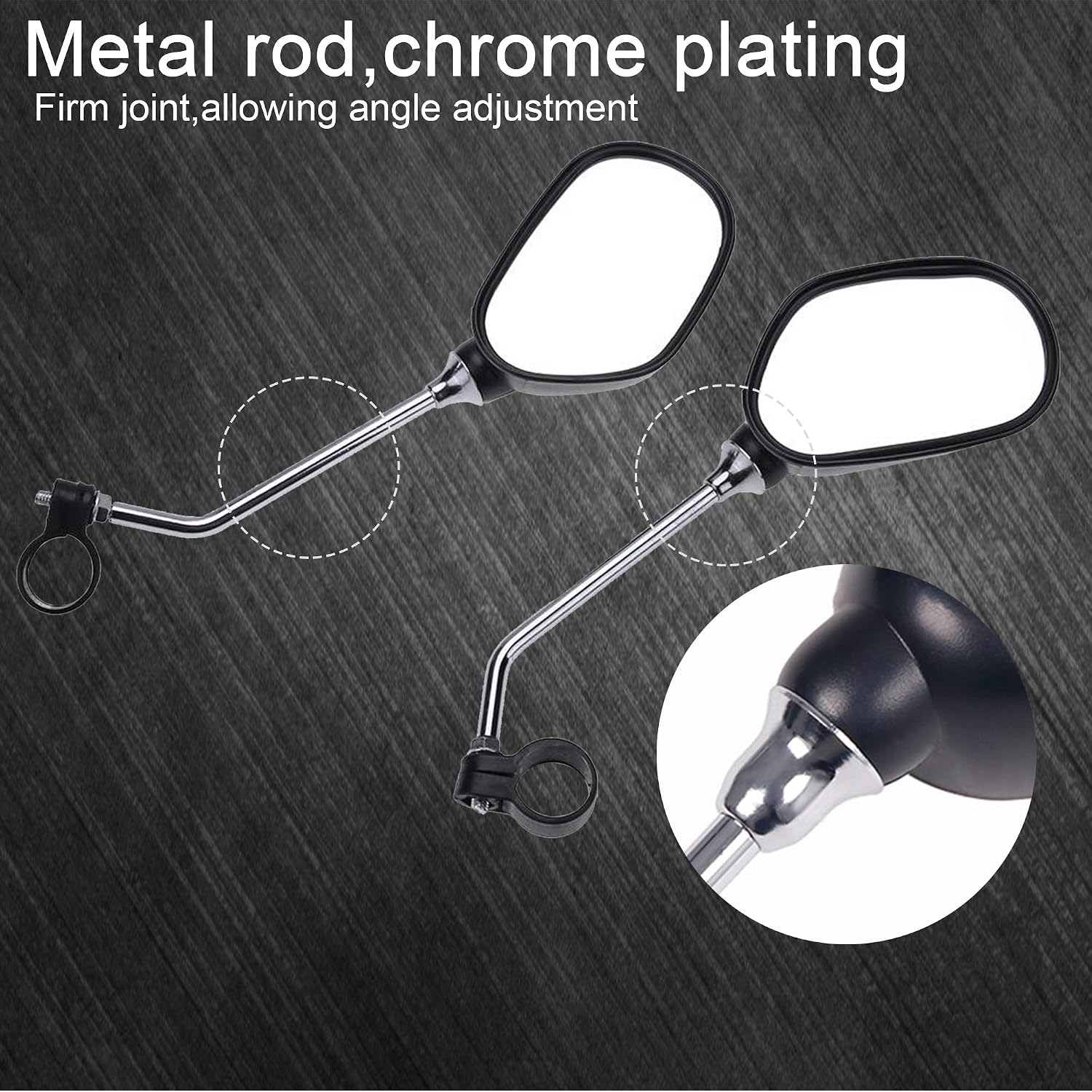 Jeemitery Bicycle Rearview Mirrors, Adjustable Rotatable Handlebars Glass Mirror, Safe 360 Rotation Rearview Mirror Mountain Bike Motorcycle