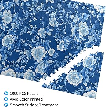 Amazon.com: Blue Floral Chinoiserie Pattern Jigsaw Puzzle 1000
