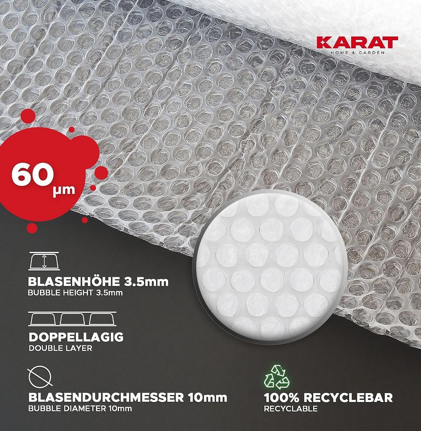 Papier Bulle Carton Protection Emballage Rouleau Film à Bulles KARAT 10m X 40cm - Et Déménagement - 100% Recyclable - Grands Picots Emballage Fragile Déménagement Film Emballage Demenagement