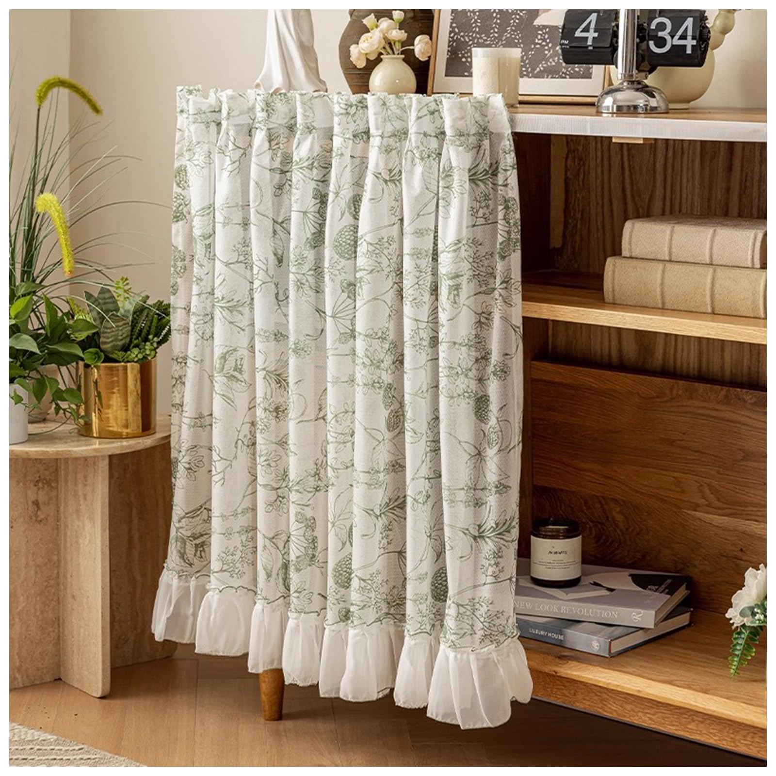 Rideau pour armoires et étagères de rangement style champêtre chic