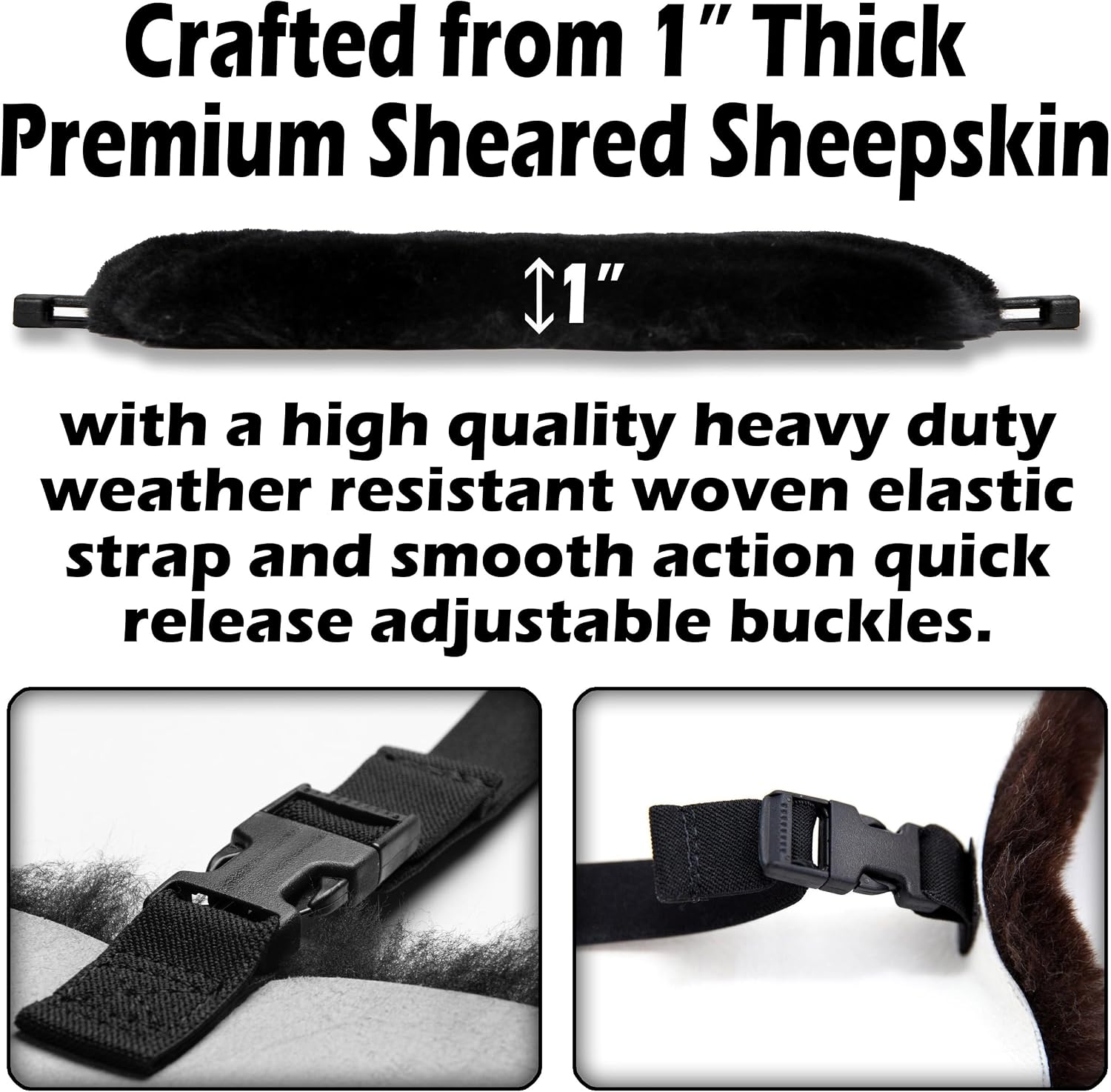 Medium Sheepskin Buttpad® - Motorcycle Seat Pad (Black Sheared)