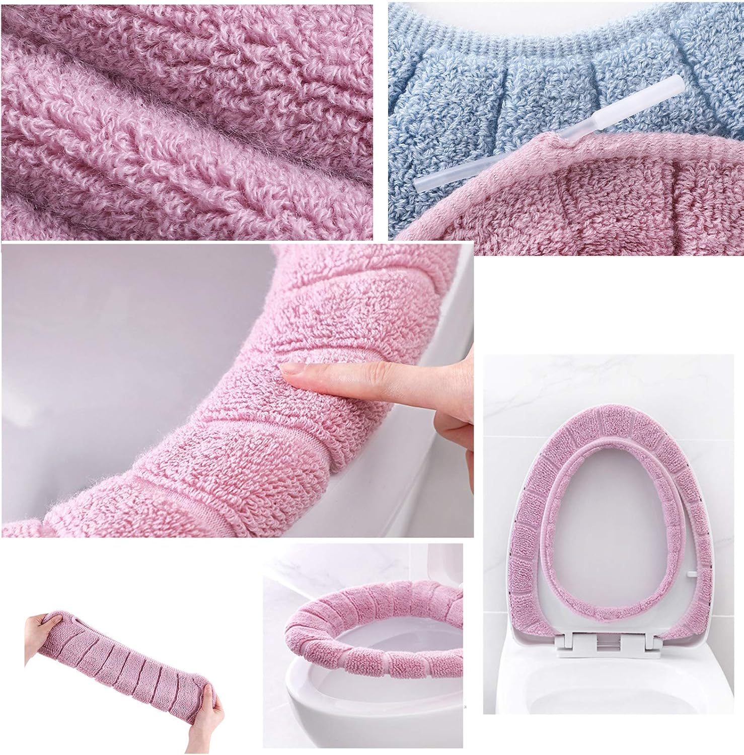 Toilet seat Cover Cushion Pads Soft Bathroom Toilet Cushion Washable Toilet seat Cover Pads,Washable, Easy Clean, Fiber Fabric, for Women Men Unisex 4 Pcs (Brown + Green + Blue + Pink) - Image 5