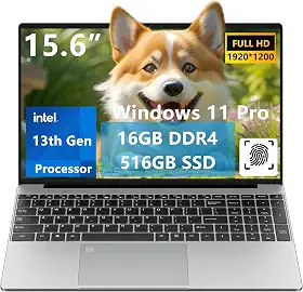 N-one Computador laptop Windows 11 de 15,6 polegadas, 16 GB de RAM 512 G SSD, processador Intel 13ª geração N150 (Beat 11th i3) FHD teclado numérico de impressão digital retroiluminado KB WiFi5 BT5.1