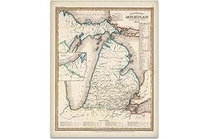 Nostalgic Michigan Map Wall Art - Unframed 11x14 Print