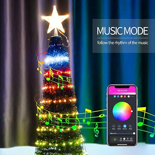 Miniatura 4 de 6ft DIY Outdoor Christmas Trees for Yard with 47 Prelit Lights 265 LED Christmas Tree Lights Color Changing Sync Musical APP  Remote Control