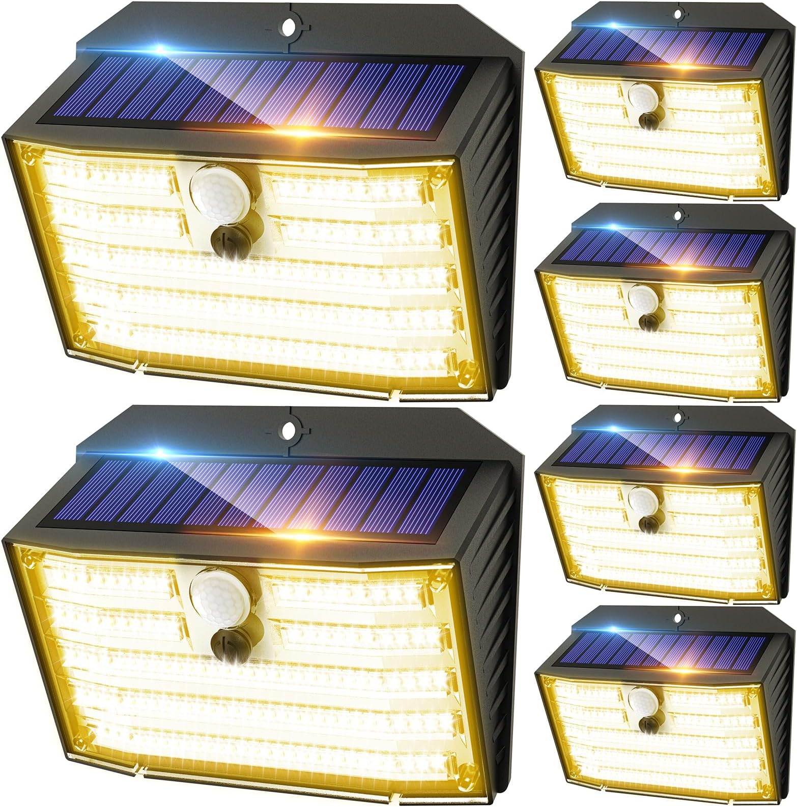 ClaonerSolar Lights Outdoor [𝟔 𝐏𝐚𝐜𝐤/126 LED], Wireless Motion Sensor Lights, IP65 Waterproof Security Lights 3 Modes, 270° Lighting Angle, Ultra-Bright Wall Lights for Deck Patio Fence Garage