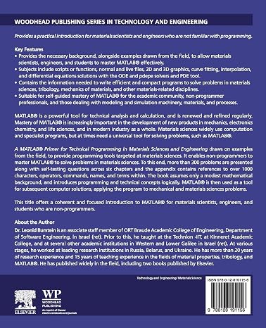 A MATLAB Primer for Technical Programming for Materials Science and Engineering (Woodhead Publishing in Technology and Engineering)