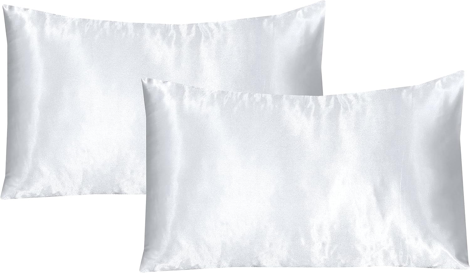 My home store Satin Pillowcases 2 Pack White Silk Pillowcase for Hair