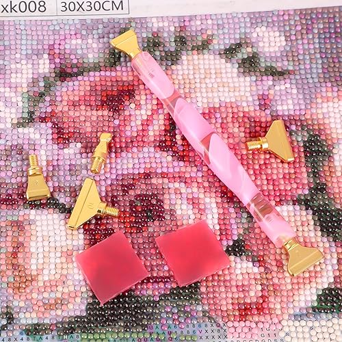 Miniatura 8 de Heflashor 22 herramientas de bolígrafo de pintura de diamante, puntas de rosca de metal de acero inoxidable, accesorios de pintura de diamante con