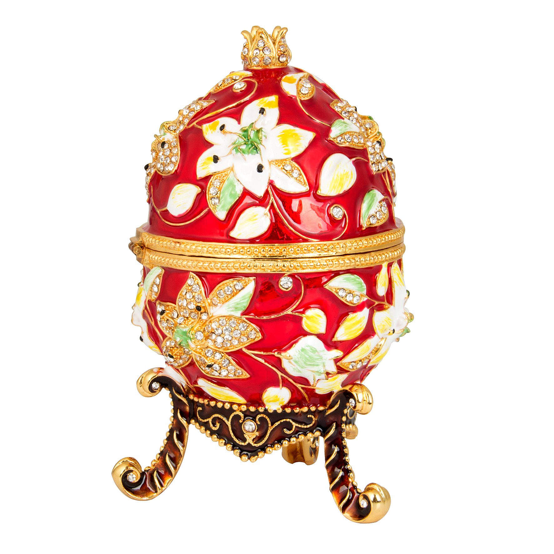 QIFU Huevo de Faberge: extra grande, 18 cm, pintado a mano esmaltado, joyero decorativo, caja de regalo único para decoración del hogar y coleccionar.