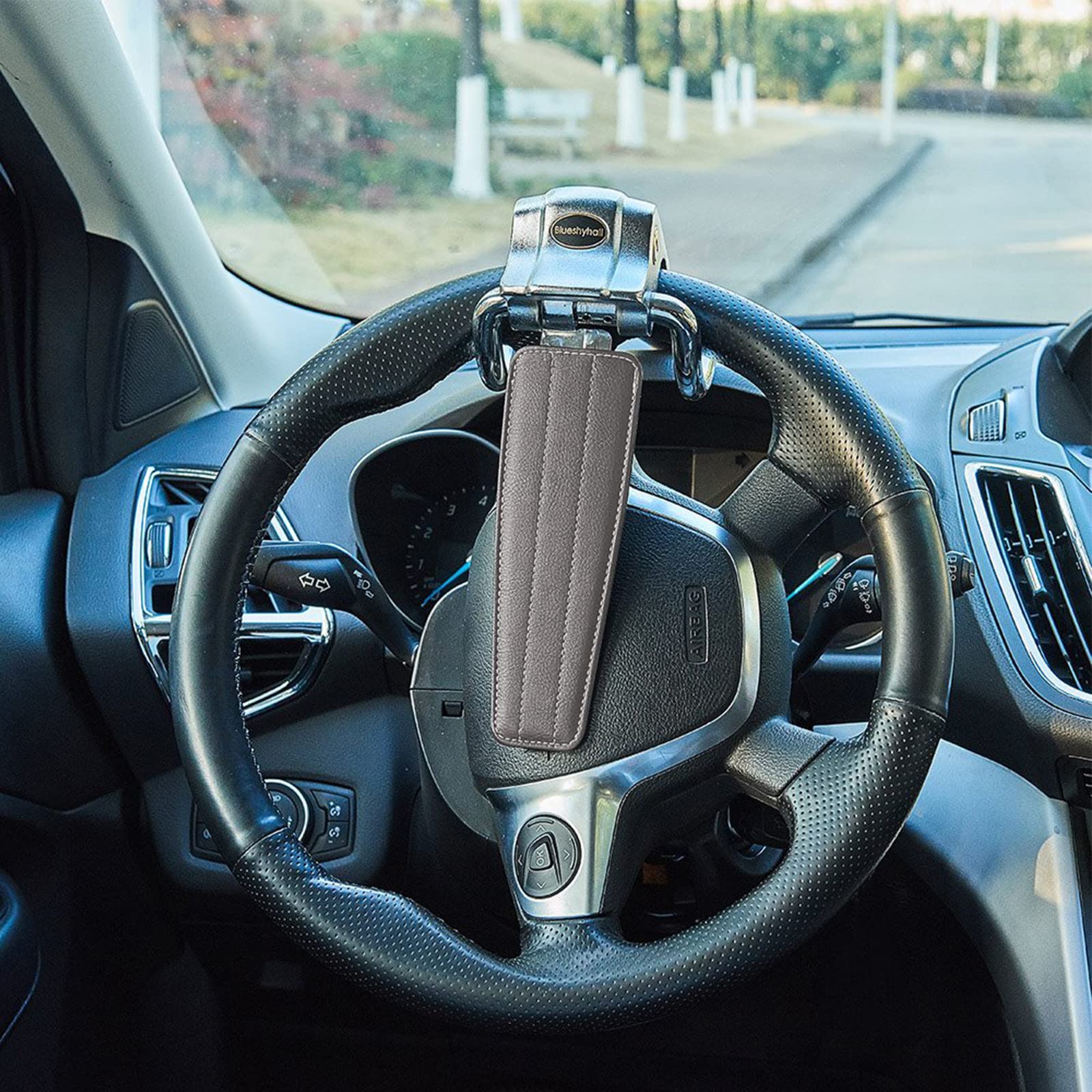 Blocco Volante Antifurto Per Auto - Con 2 Chiavi, Bloccaggio Volante E Cintura, Sicurezza Elevata - Foto 3