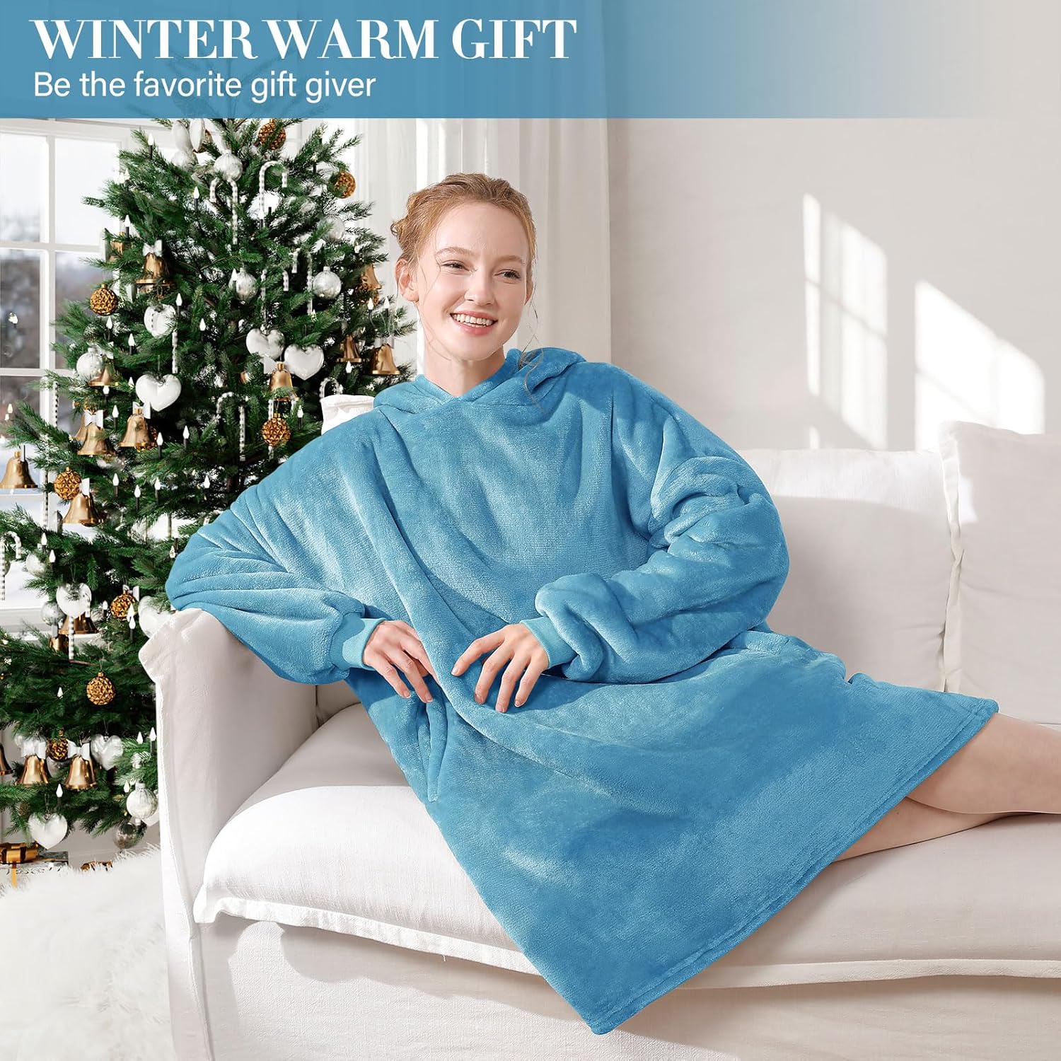 LetsFunny Blanket Hoodie,Oversized Wearable Sherpa Fleece Blanket Sweatshirt,Super Soft Warm Cozy with Giant Pocket,for Women Men Adults Teenagers Kids, One Size Fits All - Image 7