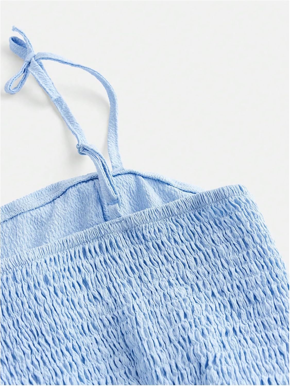 SHENHE Girl's Smocked Ruched A Line Swing Dress Layered Tie Shoulder Flowy Cami Short Dress - Image 5