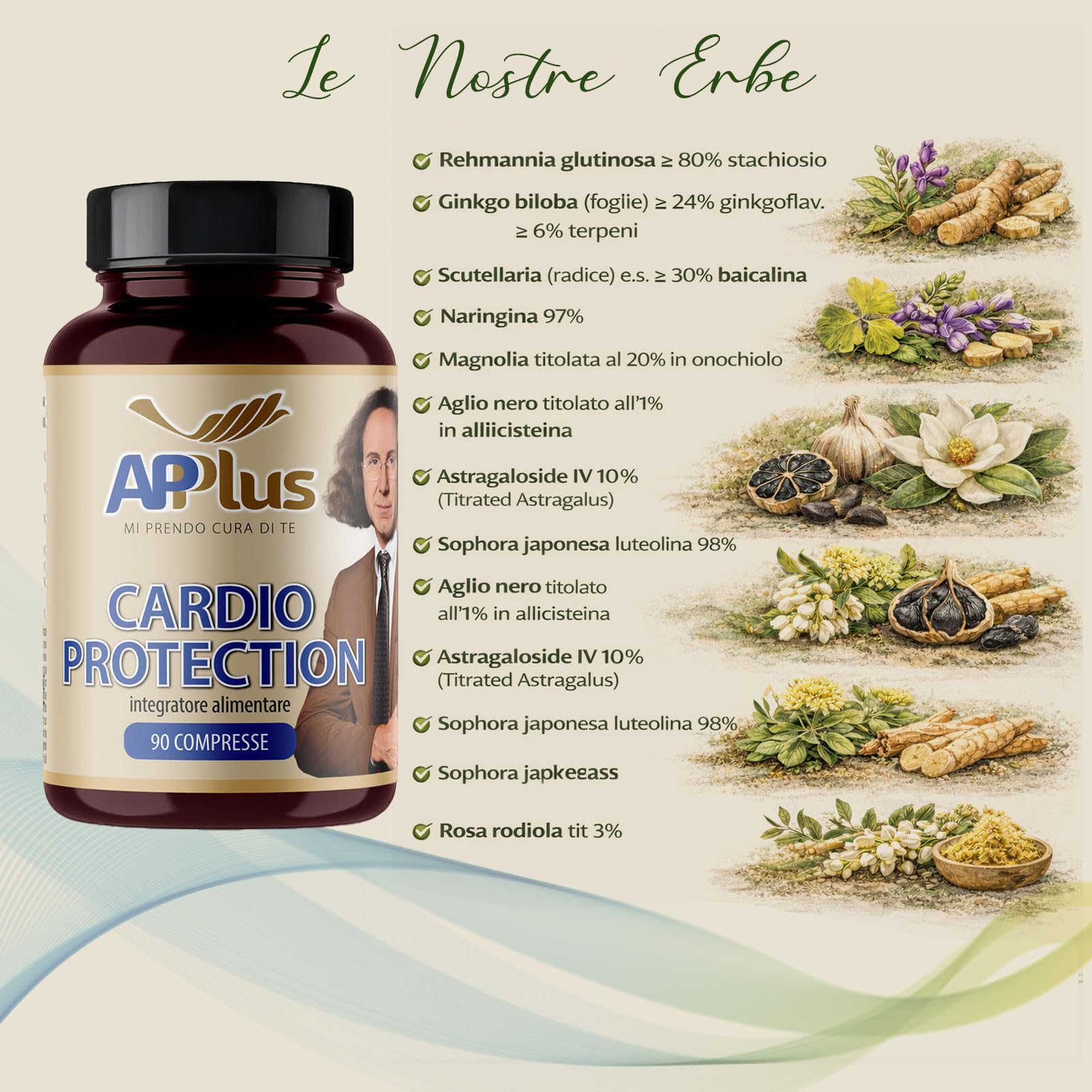 AP PLUS Cardio Protection Integratore Alimentare Benessere del Cuore e Circolazione, Supporto alla Funzionalità Vascolare e Protezione Antiossidante con Aglio Nero e Ginkgo Biloba | 90 Compresse