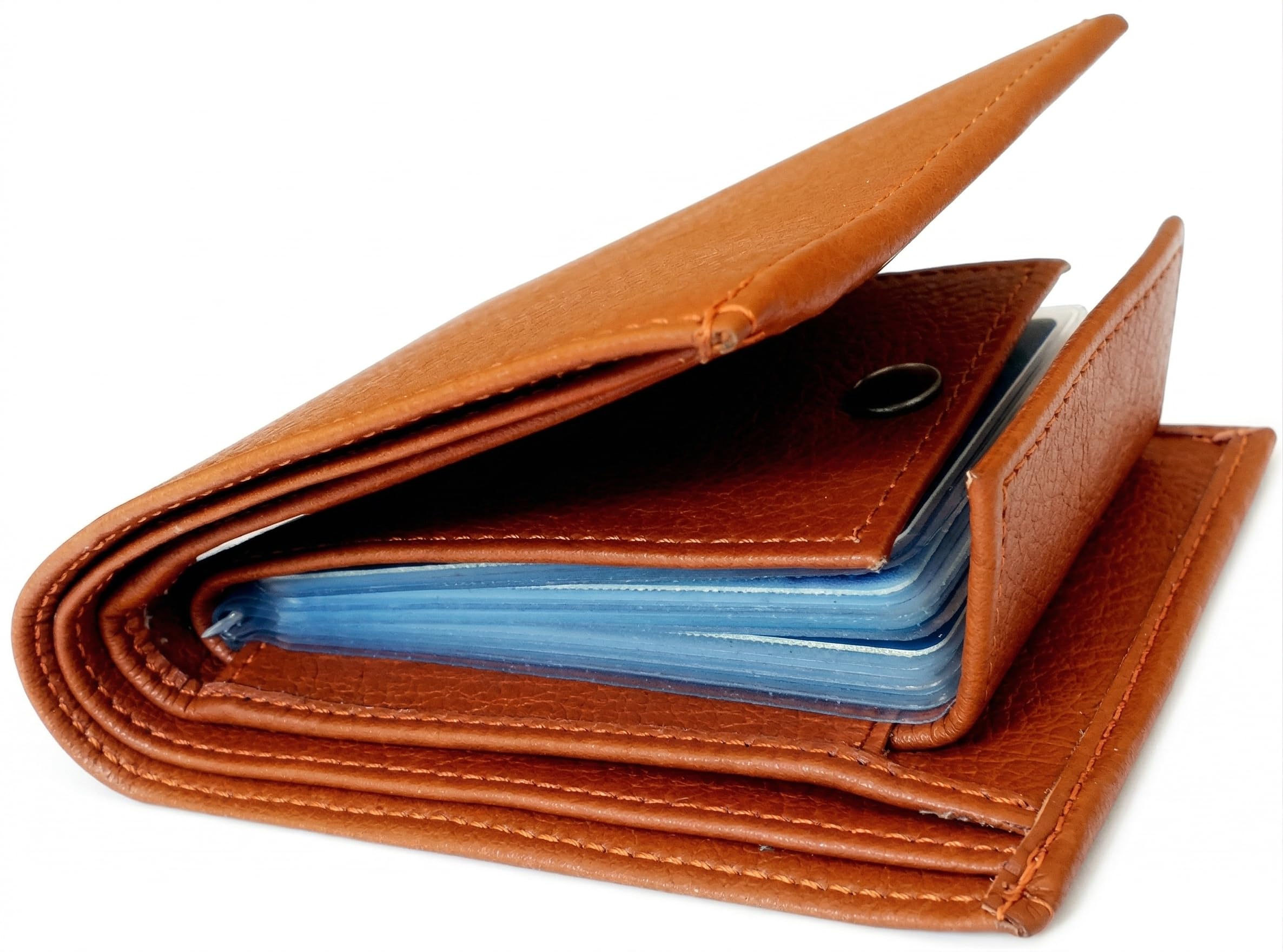 tpm Men's Tan Artificial Leather Wallet with Secure Snap-Button Card Album-picture-20