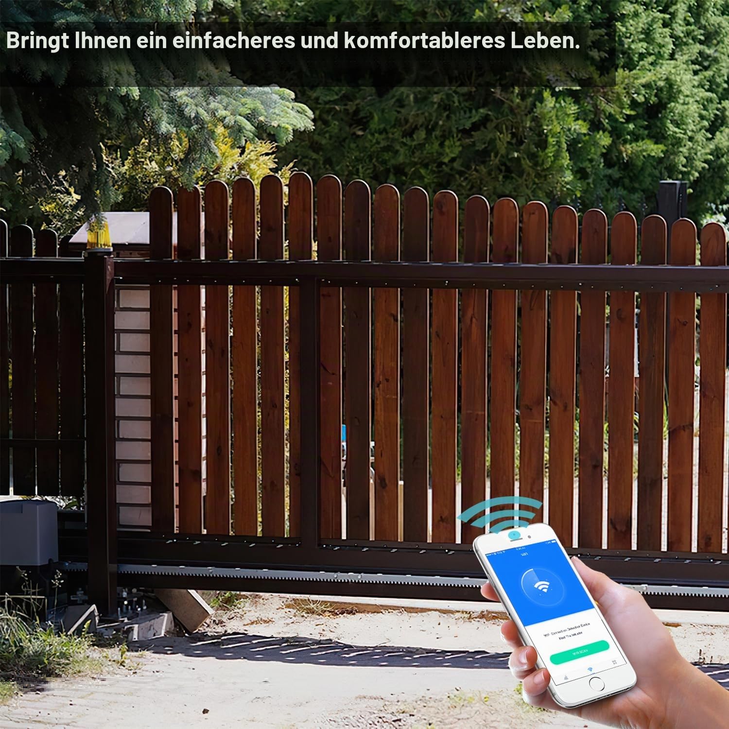 Bluetooth Schiebetorantrieb 550W Toröffner mit Fernbedienung Garagentoröffner WLAN mit APP Torantrieb Schiebetor Toröffner Tor Antrieb Sliding Gate Opener bis 1200 kg oder 12M Schiebetor