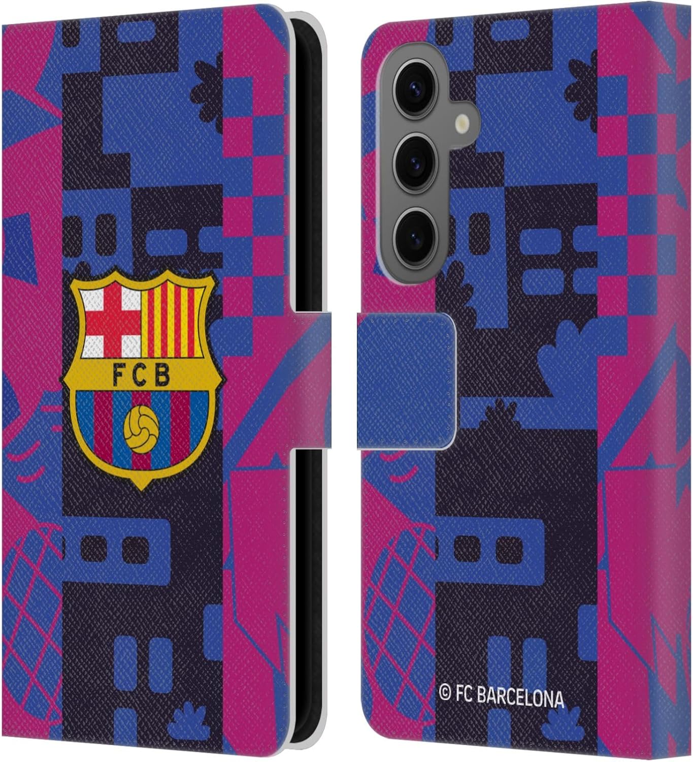 Head Case Designs Officially Licensed FC Barcelona Third 2021/22 Crest KIT Leather Wallet Case Compatible with Samsung Galaxy S25