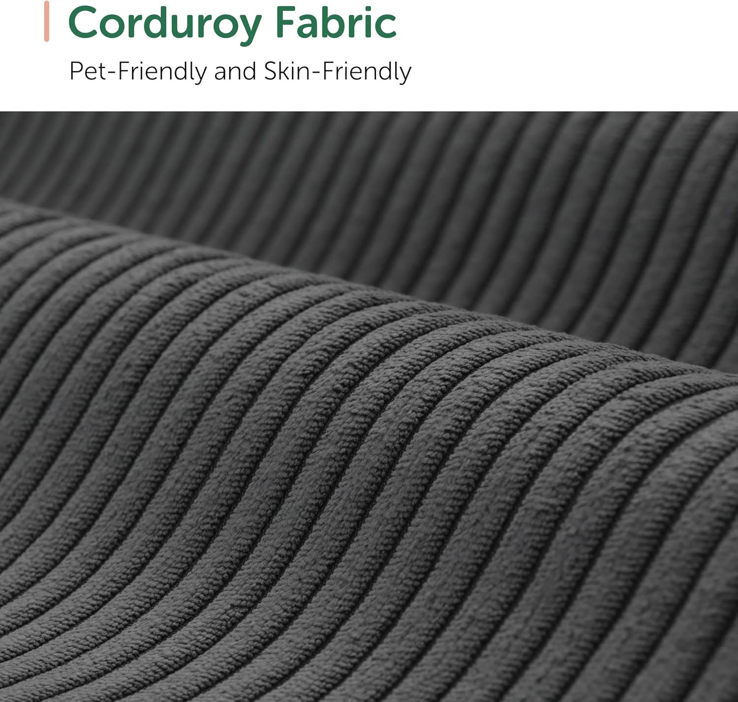 HONBAY Modern Corduroy Ottoman Module Sofa, 28.4 Inch Square Ottoman Bench with Storage, Grey