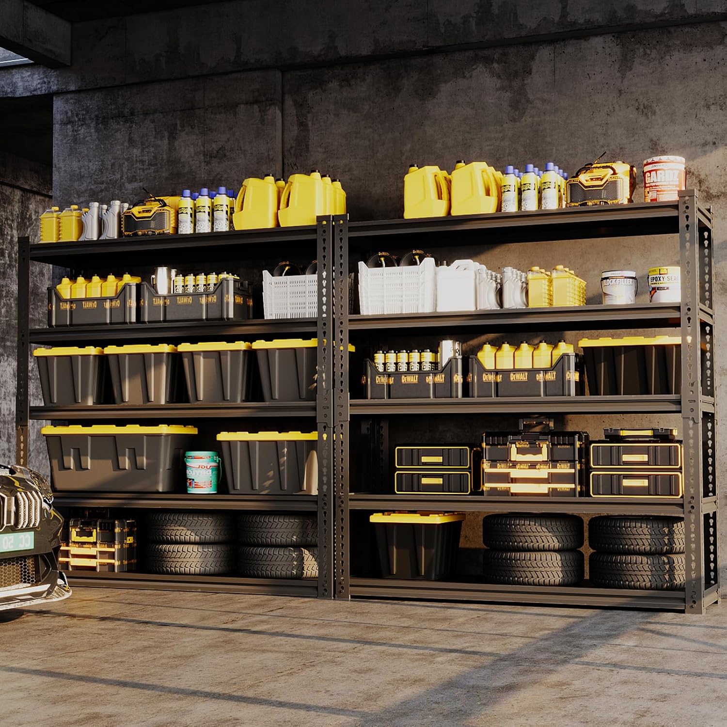 Lauxery 5 Tier Metal Garage Shelving Unit 72x48x24-3000LBS Heavy Duty Storage Rack, Adjustable Boltless Wide Shelves, Freestanding Utility Shelf