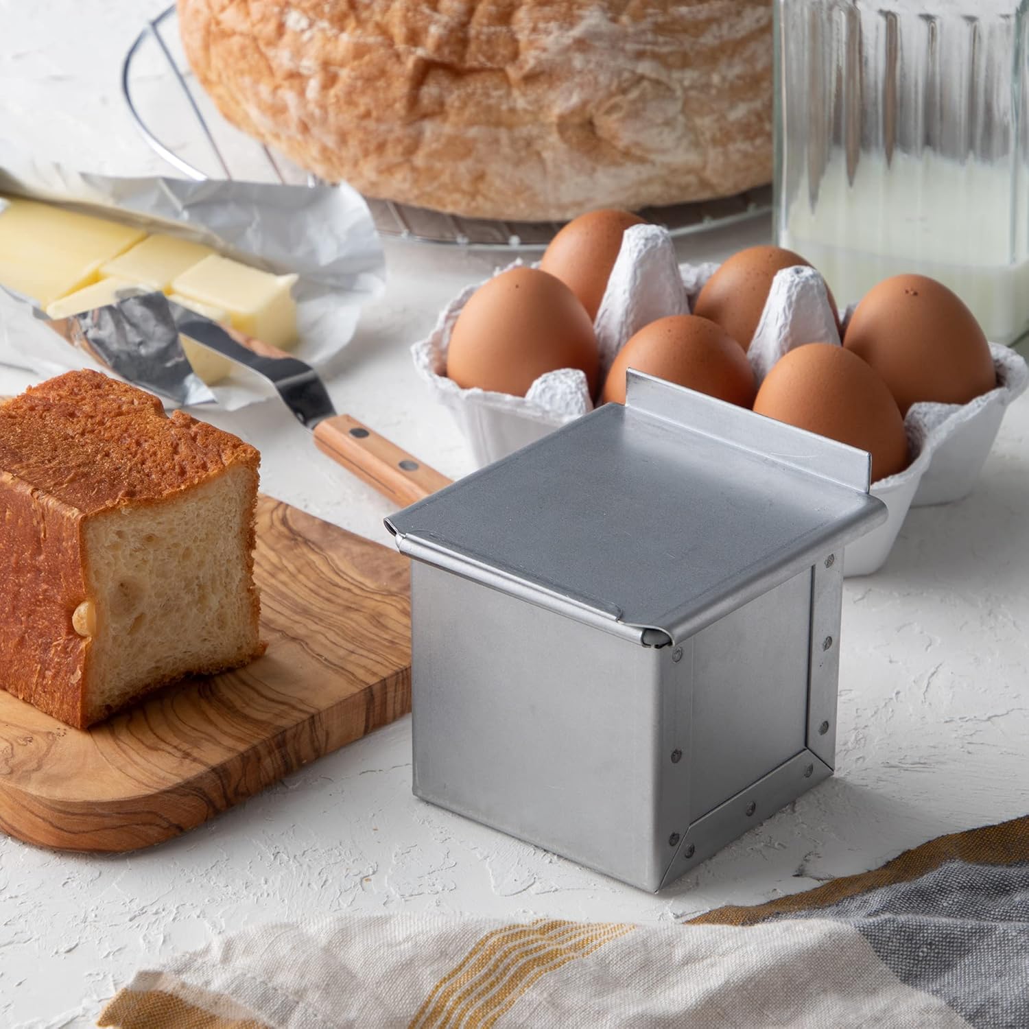 Endoshoji WSY1803 Ulster New Bread Pan with Lid, 3.0 inches (7.5 cm), Aluminum, Made in Japan, Silver