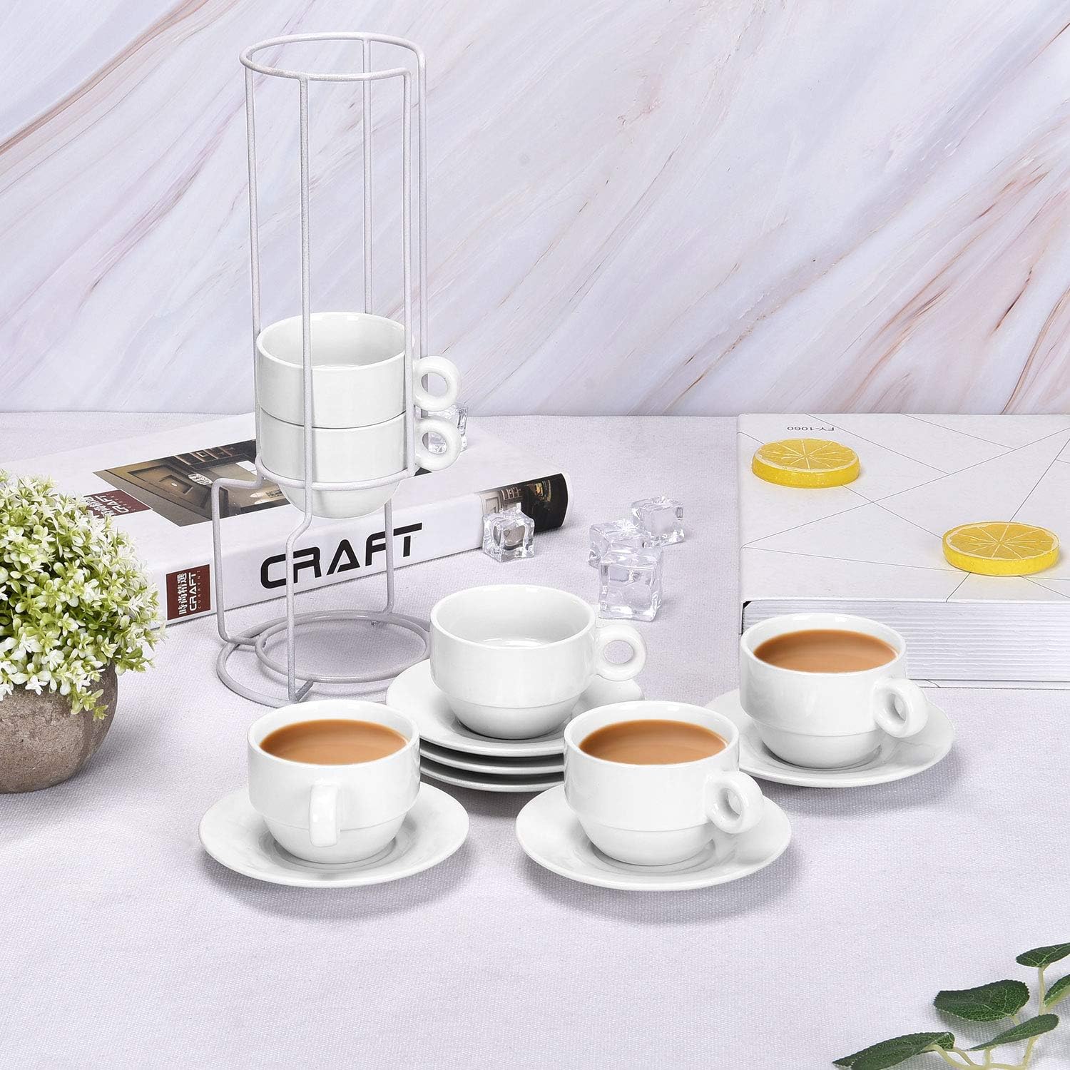 Greatest Product Porcelain Espresso Cups with Saucers and Metal Stand, 2.5 Ounce Stackable Ceramic Espresso Mugs, Demitasse Cups Set Designed for Espresso, Coffee, Latte, Cafe Mocha, 12 Pcs, Natural White One-Day Sale: Up to 60% Off Porcelain Espresso Cups with Saucers and Metal Stand, 2.5 Ounce Stackable Ceramic Espresso Mugs, Demitasse Cups Set Designed for Espresso, Coffee, Latte, Cafe Mocha, 12 Pcs, Natural White