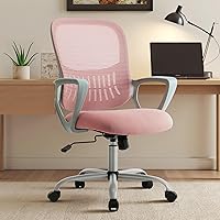 Vista 20 de Silla ejecutiva de oficina Sweetcrispy para gerente, ergonómica de malla ajustable, con respaldo medio giratorio y soporte lumbar cómodo, brazos Gris