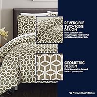 Vista 3 de Set de funda de edredón Chic Home Elizabeth de 3 piezas, reversible, con estampado geométrico de diamantes impreso, con cierre, incluye fundas