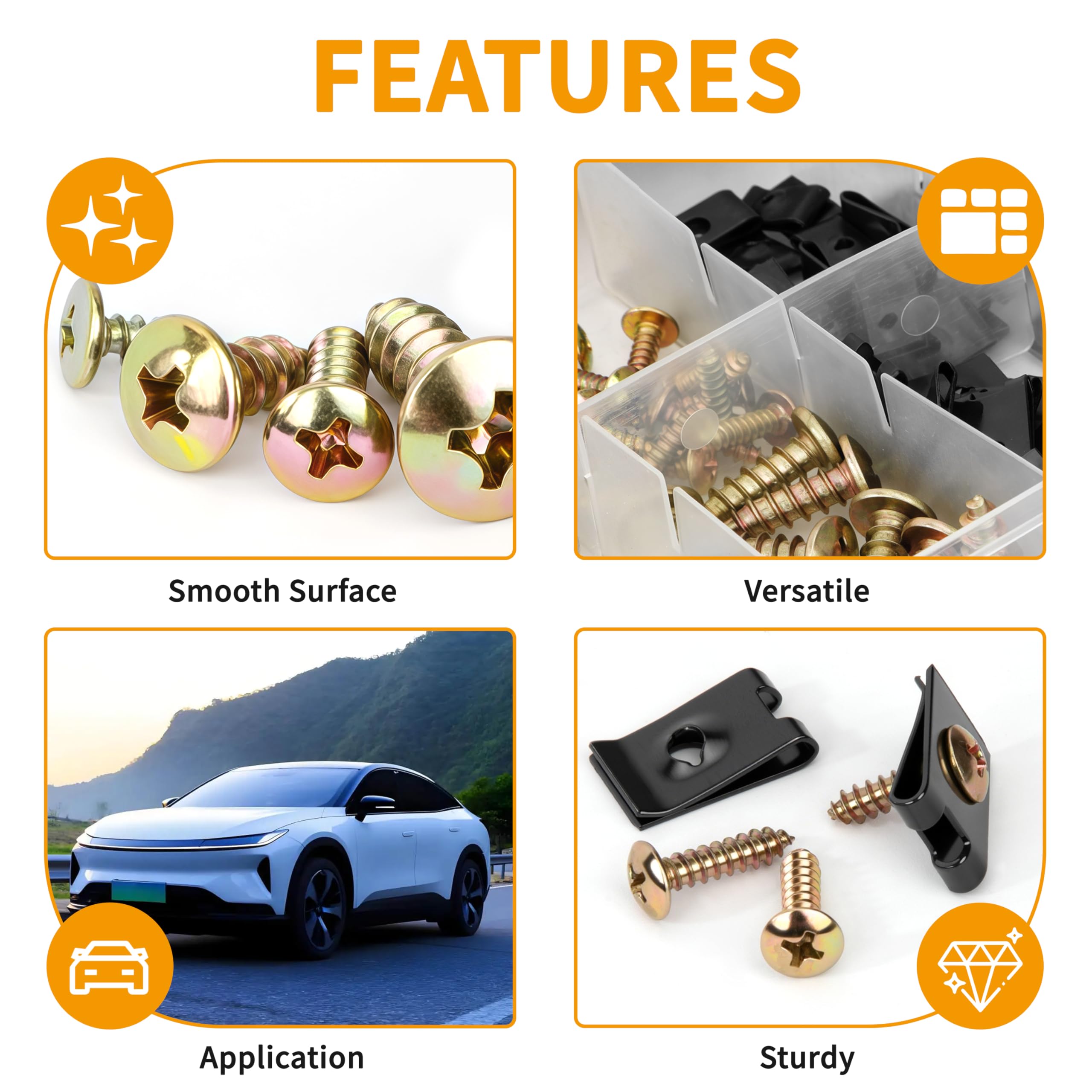 Kit 20 Pezzi Dadi A U Per Auto - Clip Carrozzeria In Metallo Con Viti Autofilettanti - Bulloni Di Fissaggio Per Riparazione Auto, Paraurti E Pannelli