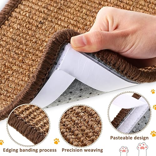 Miniatura 3 de Tuanse 4 alfombrillas rascadoras para gatos, 15.7 x 7.8 pulgadas, almohadilla rascador de sisal para gatos, alfombra horizontal para rascar el suelo